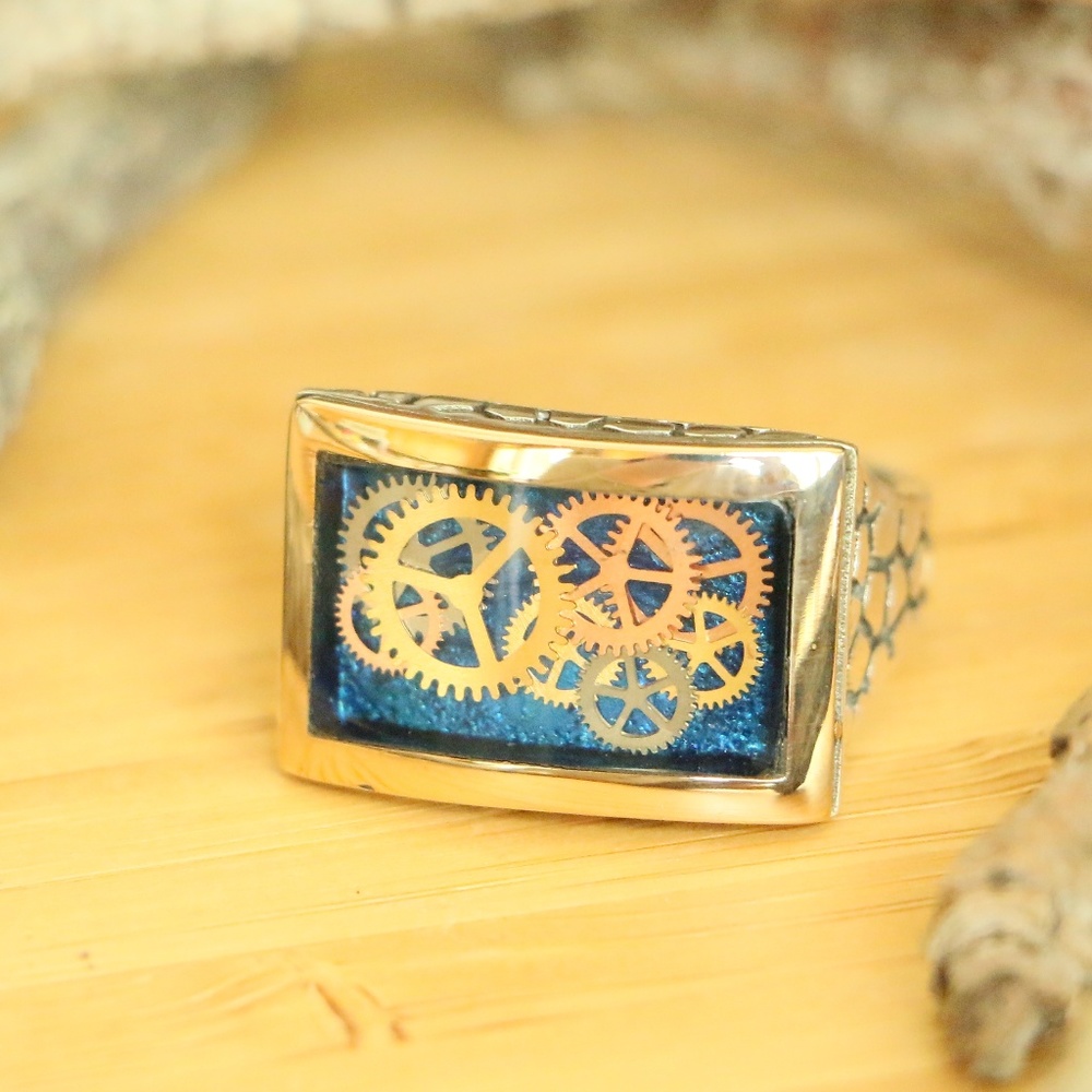 925 sterling silver Machinery Clock Wheels Gear - Picture 2 of 8
